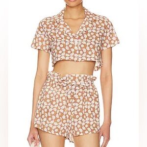 REVOLVE Floral White and Tan Matching Set
